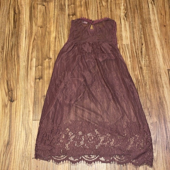 No Boundaries women’s medium 7 9 dress mini Mauve pink lace boho sleeveless - Picture 4 of 8